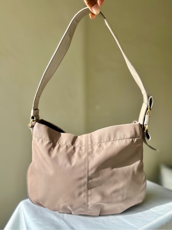 Salvatore Ferragamo Handbags - SALVATORE FERRAGAMO Vara Nylon Leather Hobo Shoulder Bag Taupe